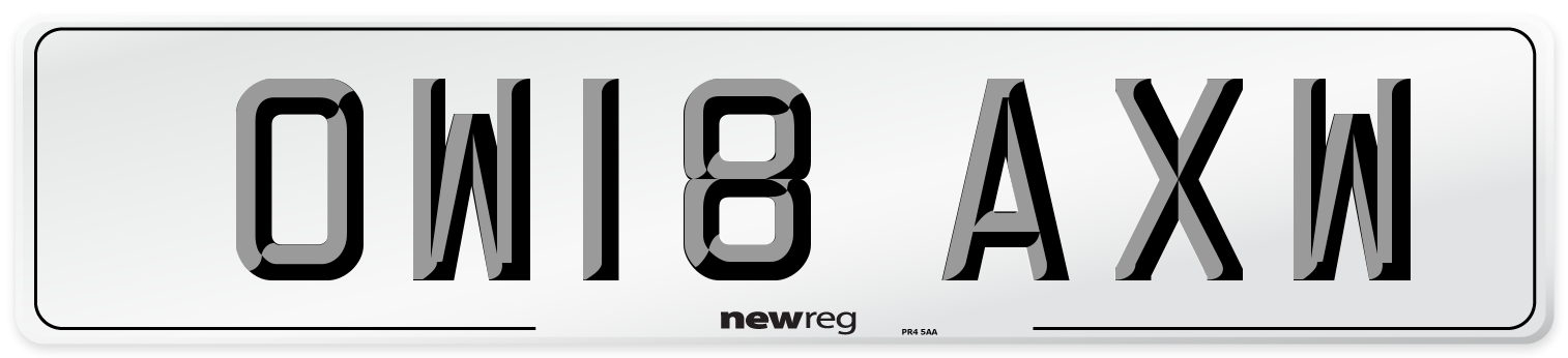 OW18 AXW Number Plate from New Reg